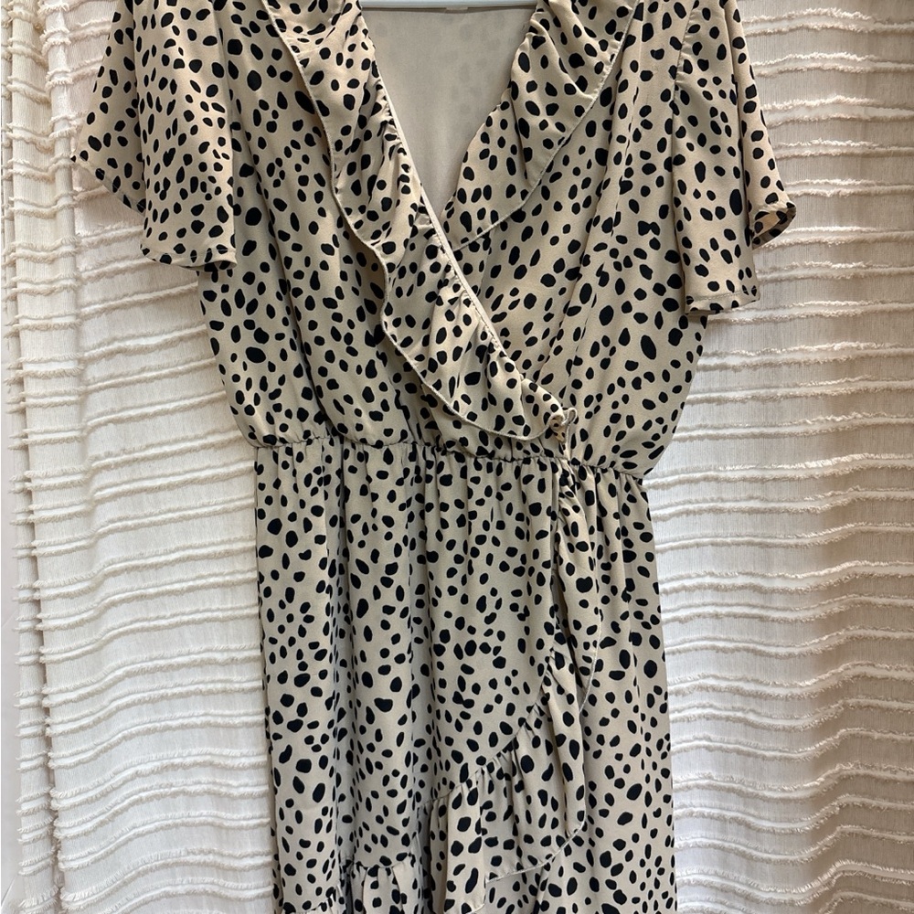 Leopard Print Ruffle Wrap Dress